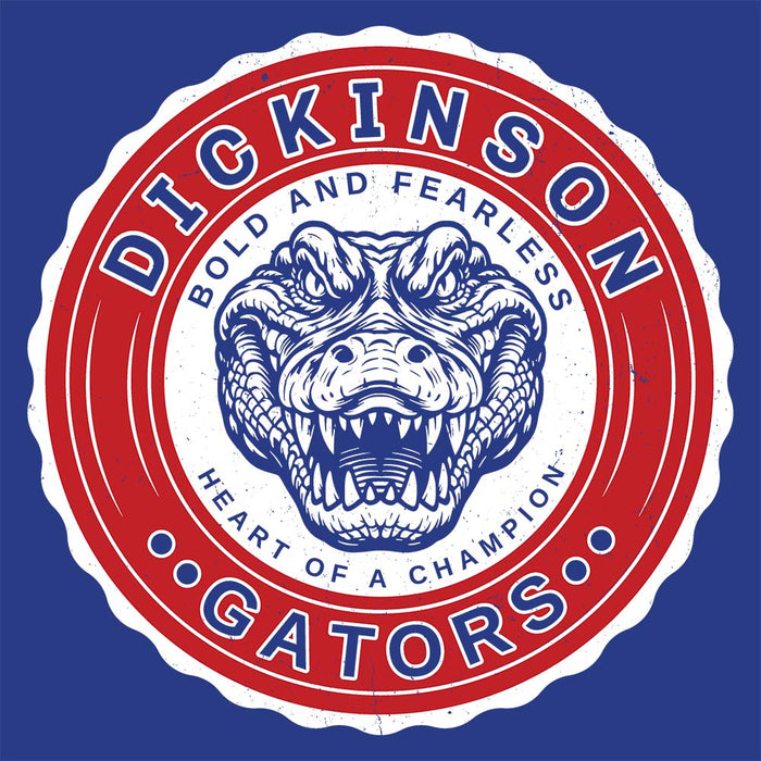 Close-up view of Dickinson High School Gators Royal Blue Classic Unisex T-shirt 216