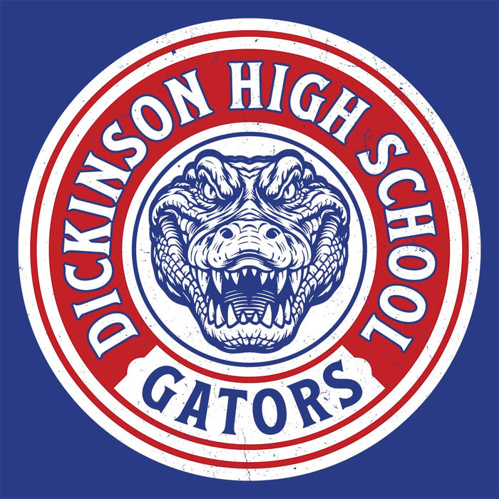 Close-up view of Dickinson High School Gators Royal Blue Classic Unisex Hoodie 220