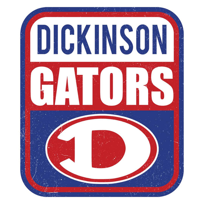 Close-up view of Dickinson High School Gators Unisex 3/4 sleeve Raglan T-shirt 001