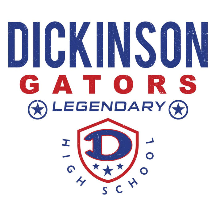 Close-up view of Dickinson High School Gators Unisex 3/4 sleeve Raglan T-shirt 003