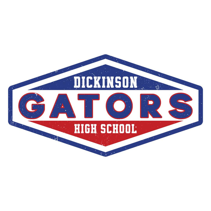 Close-up view of Dickinson High School Gators Unisex 3/4 sleeve Raglan T-shirt 009