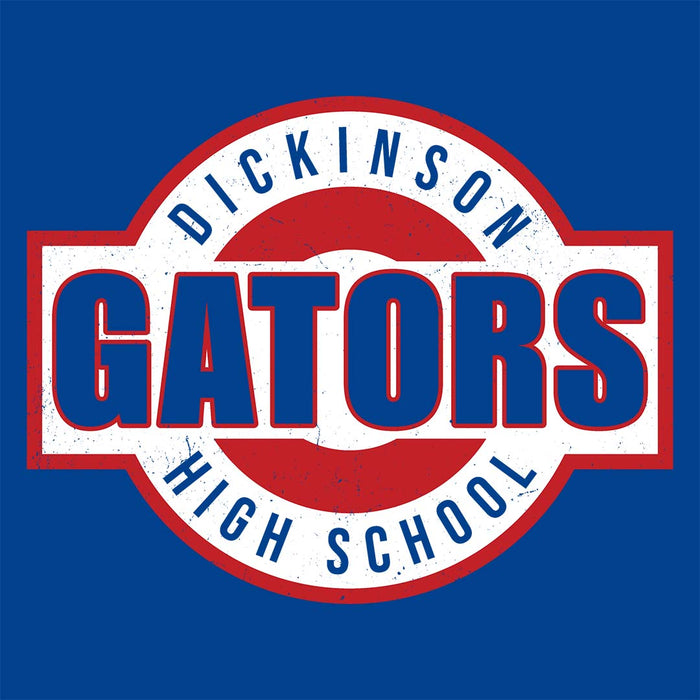 Close-up view of Dickinson High School Gators Women's Royal Blue SoftStyle T-shirt 011