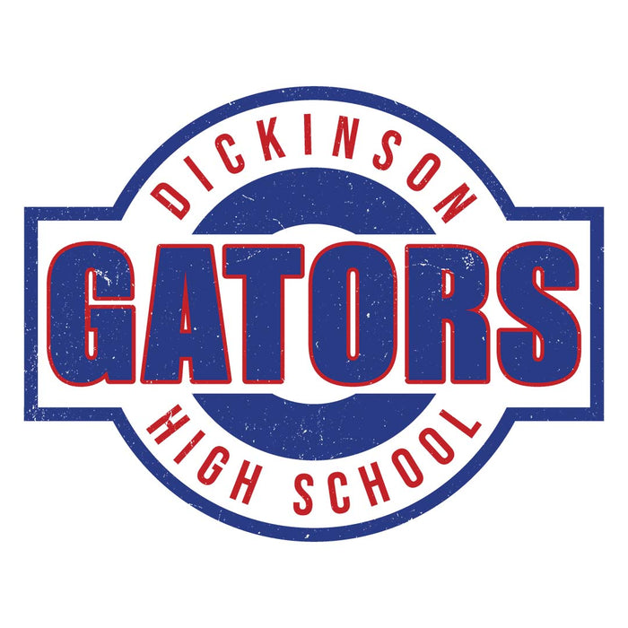Close-up view of Dickinson High School Gators Unisex 3/4 sleeve Raglan T-shirt 011