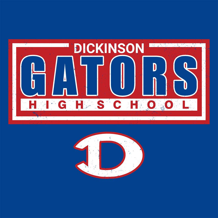 Close-up view of Dickinson High School Gators Royal Blue Classic Unisex T-shirt 049