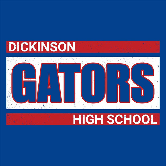 Close-up view of Dickinson High School Gators Women's Royal Blue SoftStyle T-shirt 098