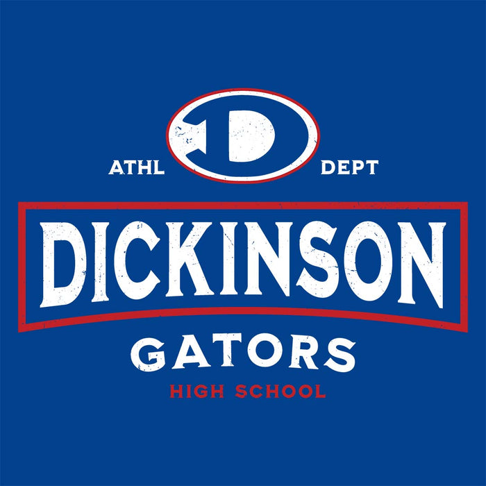 Close-up view of Dickinson High School Gators Women's Royal Blue SoftStyle T-shirt 202