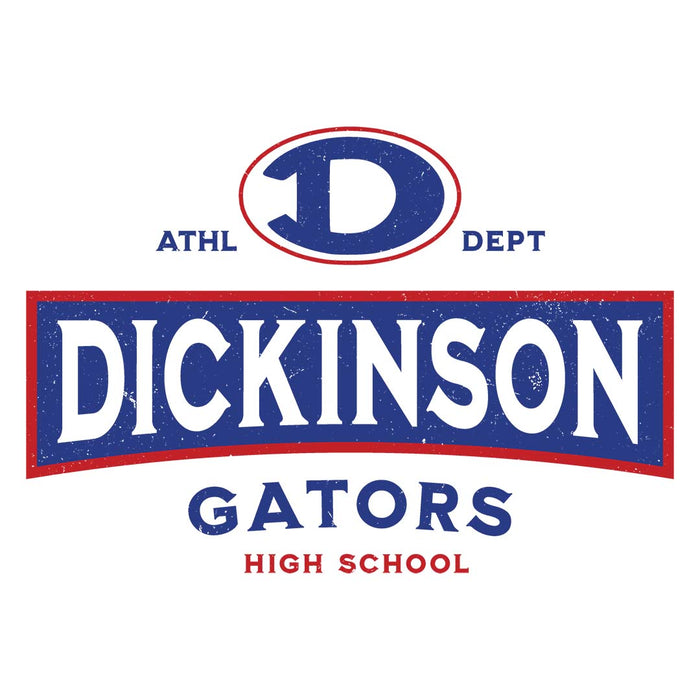 Close-up view of Dickinson High School Gators Unisex 3/4 sleeve Raglan T-shirt 202