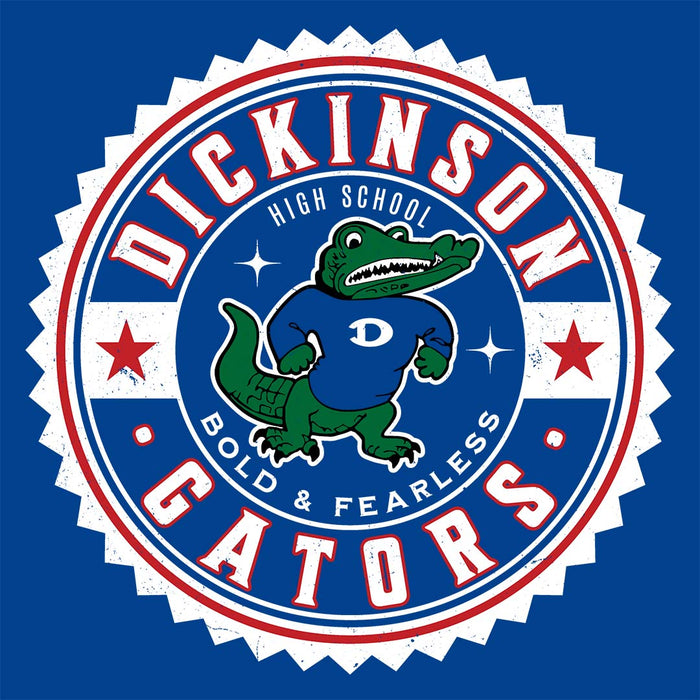 Close-up view of Dickinson High School Gators Women's Royal Blue SoftStyle T-shirt 203