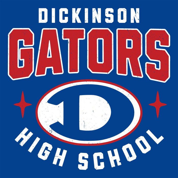Close-up view of Dickinson High School Gators Royal Blue Classic Unisex T-shirt 204