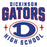 Close-up view of Dickinson High School Gators Unisex 3/4 sleeve Raglan T-shirt 204