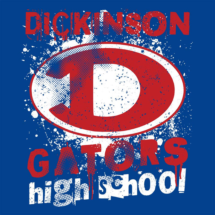 Close-up view of Dickinson High School Gators Women's Royal Blue SoftStyle T-shirt 205