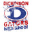 Close-up view of Dickinson High School Gators Unisex 3/4 sleeve Raglan T-shirt 205