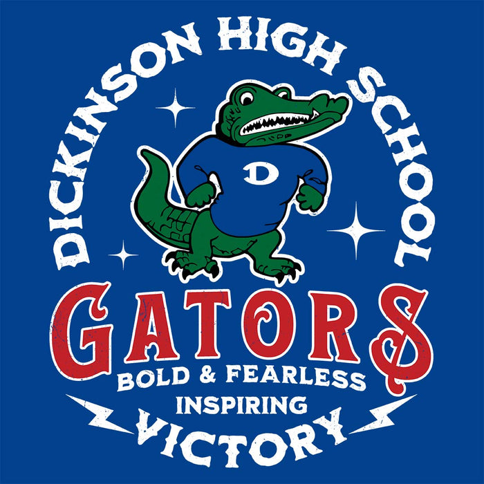 Close-up view of Dickinson High School Gators Royal Blue Classic Unisex T-shirt 206