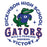 Close-up view of Dickinson High School Gators Unisex 3/4 sleeve Raglan T-shirt 206