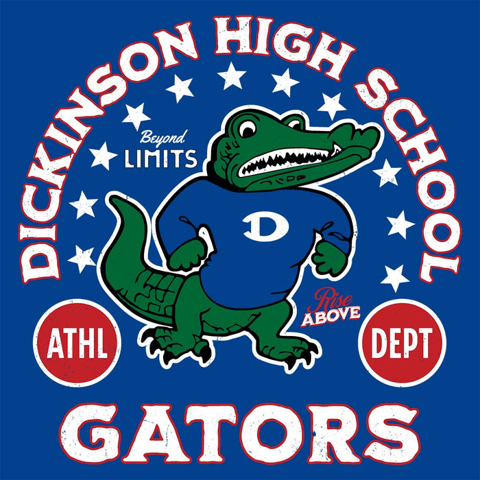 Close-up view of Dickinson High School Gators Women's Royal Blue SoftStyle T-shirt 208