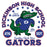 Close-up view of Dickinson High School Gators Unisex 3/4 sleeve Raglan T-shirt 208