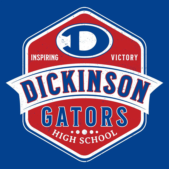 Close-up view of Dickinson High School Gators Royal Blue Classic Unisex T-shirt 209