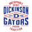 Close-up view of Dickinson High School Gators Unisex 3/4 sleeve Raglan T-shirt 210
