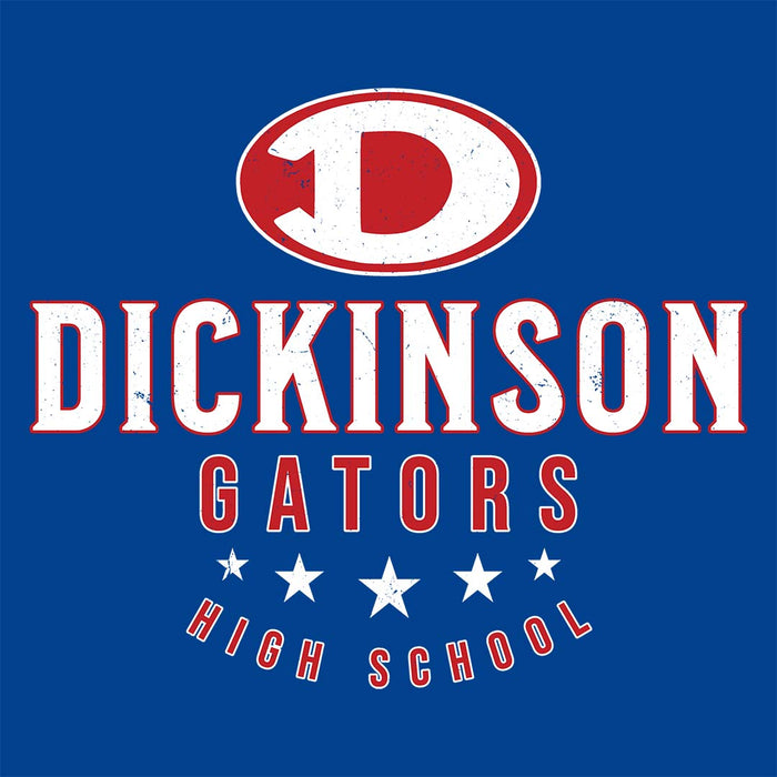 Close-up view of Dickinson High School Gators Women&#39;s Royal Blue SoftStyle T-shirt 217