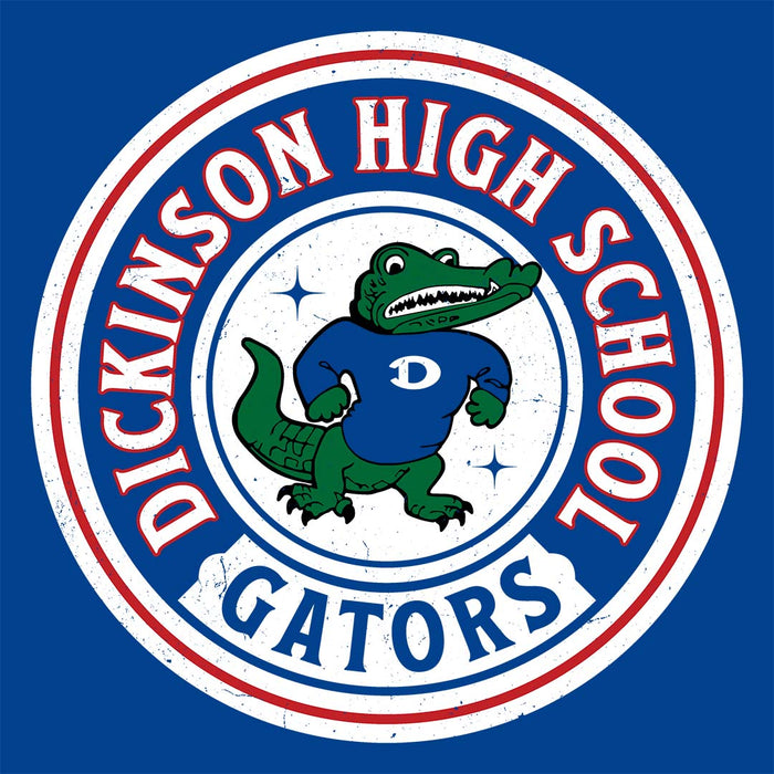 Close-up view of Dickinson High School Gators Royal Blue Classic Unisex T-shirt 220