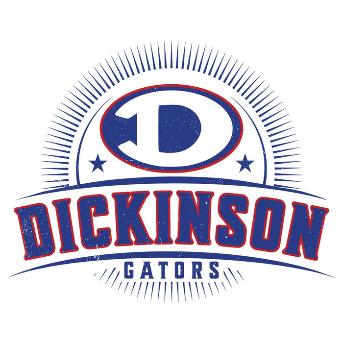 Close-up view of Dickinson High School Gators Unisex 3/4 sleeve Raglan T-shirt 221
