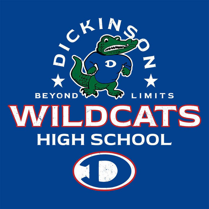 Close-up view of Dickinson High School Gators Royal Blue Classic Unisex T-shirt 222