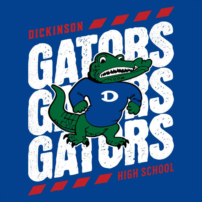 Close-up view of Dickinson High School Gators Women's Royal Blue SoftStyle T-shirt 223