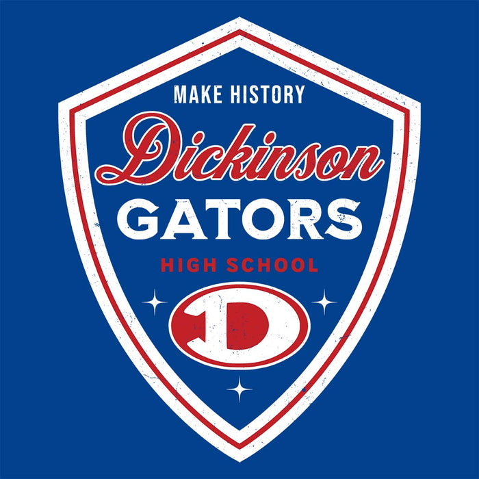 Close-up view of Dickinson High School Gators Royal Blue Classic Unisex T-shirt 225
