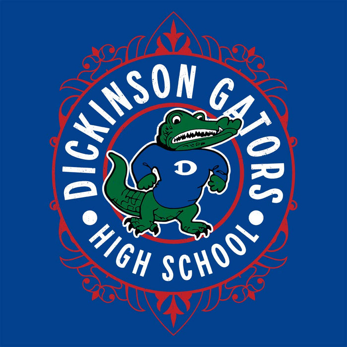 Close-up view of Dickinson High School Gators Royal Blue Classic Unisex T-shirt 227