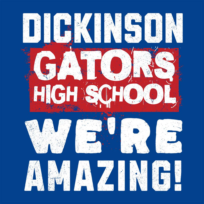 Close-up view of Dickinson High School Gators Royal Blue Classic Unisex T-shirt 231