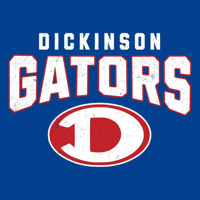 Close-up view of Dickinson High School Gators Women&#39;s Royal Blue SoftStyle T-shirt 234