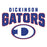 Close-up view of Dickinson High School Gators Unisex 3/4 sleeve Raglan T-shirt 234