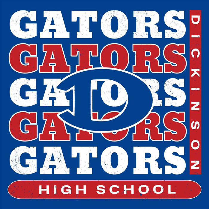 Close-up view of Dickinson High School Gators Royal Blue Classic Unisex T-shirt 235