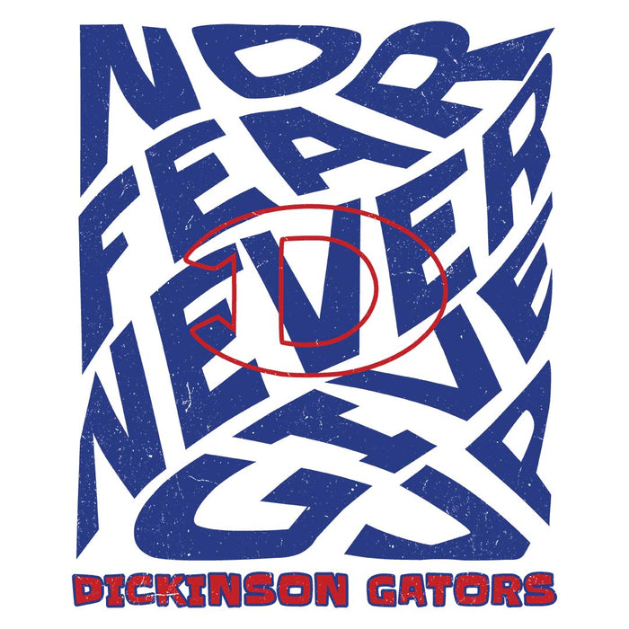 Close-up view of Dickinson High School Gators Unisex 3/4 sleeve Raglan T-shirt 210