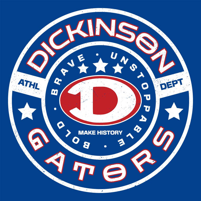 Close-up view of Dickinson High School Gators Royal Blue Classic Unisex T-shirt 239