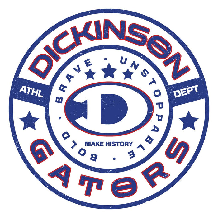 Close-up view of Dickinson High School Gators Unisex 3/4 sleeve Raglan T-shirt 239