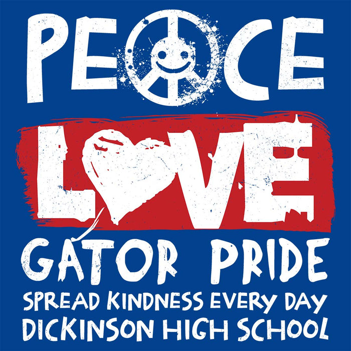 Close-up view of Dickinson High School Gators Women&#39;s Royal Blue SoftStyle T-shirt 240
