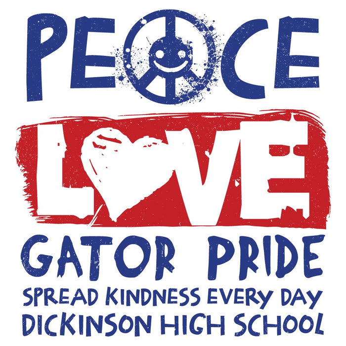 Close-up view of Dickinson High School Gators Unisex 3/4 sleeve Raglan T-shirt 240