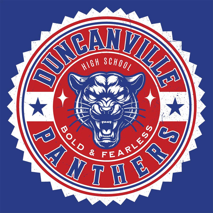 Close-up view of Duncanville High School Panthers Royal Blue Classic Unisex Hoodie 203