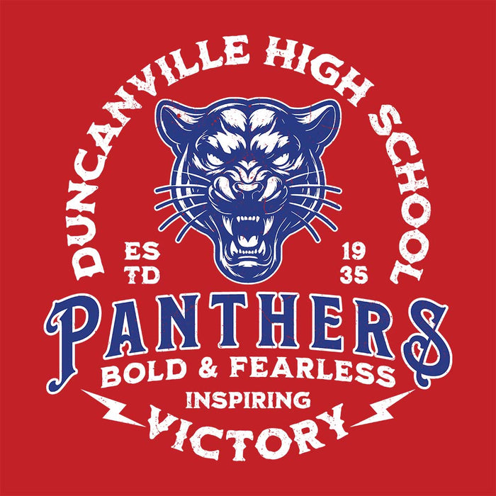 Close-up view of Duncanville High School Panthers Red Classic Unisex T-shirt 206