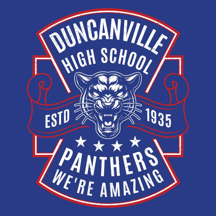 Close-up view of Duncanville High School Panthers Royal Blue Classic Unisex Hoodie 207