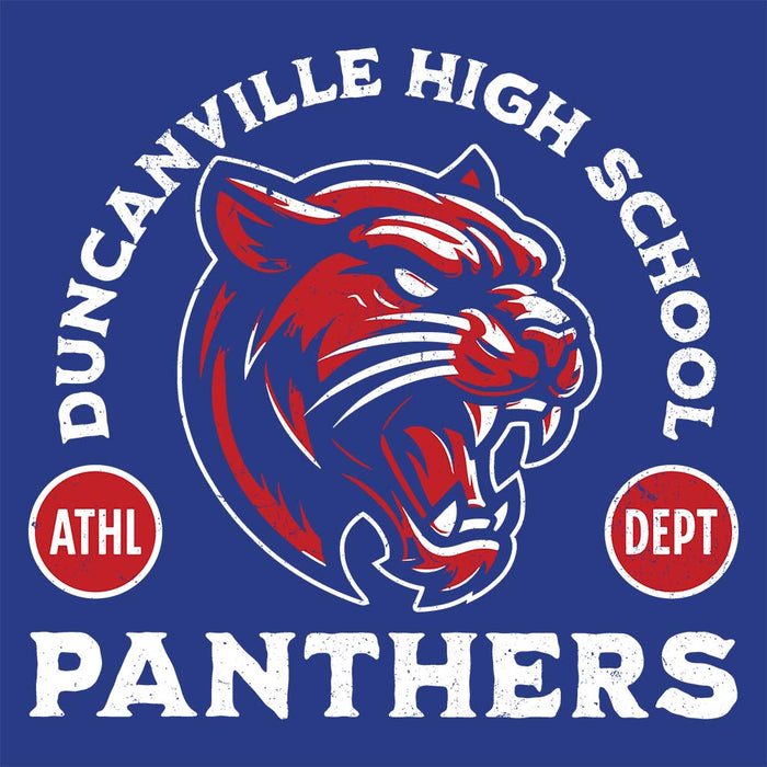 Close-up view of Duncanville High School Panthers Royal Blue Premium Unisex T-shirt 208