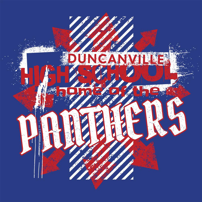 Close-up view of Duncanville High School Panthers Royal Blue Classic Unisex Hoodie 210