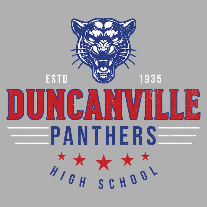 Close-up view of Duncanville High School Panthers Carbon Grey Premium Hoodie 217