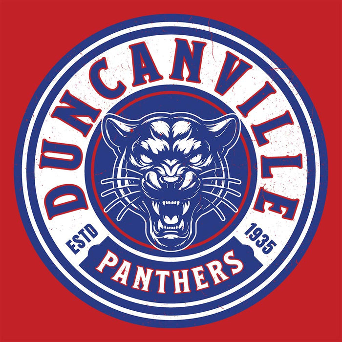 Close-up view of Duncanville High School Panthers Red Classic Unisex Hoodie 218