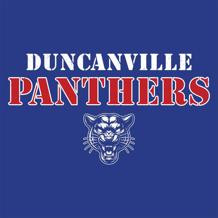 Close-up view of Duncanville High School Panthers Royal Blue Premium Unisex T-shirt 222