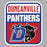 Close-up view of Duncanville High School Panthers Unisex 3/4 sleeve Raglan T-shirt 001
