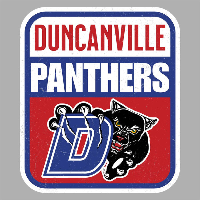 Close-up view of Duncanville High School Panthers Unisex 3/4 sleeve Raglan T-shirt 001