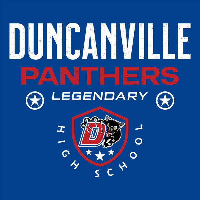 Close-up view of Duncanville High School Panthers Women's Royal Blue SoftStyle T-shirt 003