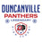 Close-up view of Duncanville High School Panthers Unisex 3/4 sleeve Raglan T-shirt 003